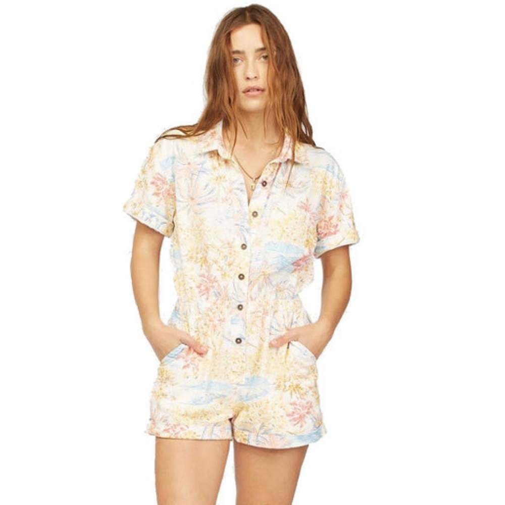 Xs Wrangler Billabong Cotton Romper Tropical Cali Sun Jumpsuit Retro